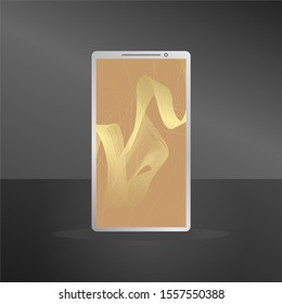 
Modern background with gold wavy line gradients. Mobile screen, smartphone background. Color for vector illustration applications