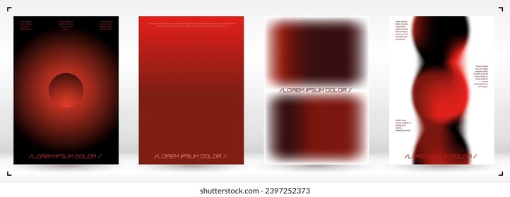 Modern Background with Gradient Mesh Holographic Shapes. Vector Poster Design for your Business. Minimal Print Set in Red Colors for Your Identity Style. 