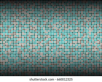 Modern background graphic design with blue and grey circles of different size arranged in lines. Half tone dots abstract vector geometric pattern. Horizontal banner or cover template.