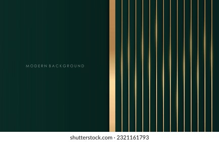 Modern background green dop with golden lines luxury