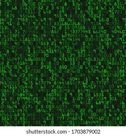 Modern background with green numbers on a black background. Programming computer code technology concept. Abstract matrix seamless pattern vector illustration