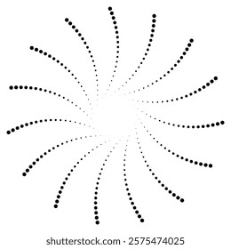 Modern background halftone dots in spiral. Doted shapes halftone. Circle halftone spiral background. Radial speed lines in circle form for comic books. Vector illustration