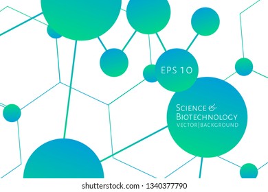 Modern background with hexagons, chemical bonds, molecules pattern. Medicine, science, biotechnology, pharmacology innovation concept. Place for text. White backdrop. Vector EPS 10 illustration.