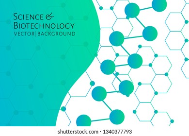 Modern background with hexagons, chemical bonds, molecules pattern. Medicine, science, biotechnology, pharmacology innovation concept. Place for text. White backdrop. Vector EPS 10 illustration.