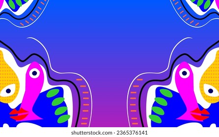 Fondo moderno, colores irregulares y espontaneidad de garabatos. para los medios sociales