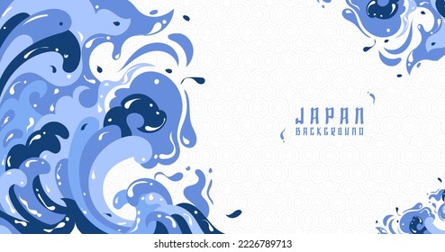 Modern background. Japanese style. wave,illustration design,light blue and dark blue,half frame wave.eps 10