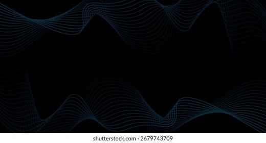 Moderner Hintergrund mit Linien und Wellen. Element für Design einzeln. Vektorhintergrund für Broschüre, Broschüre, Flyer, Poster. Blaue und schwarze Farbverlauf-Textur