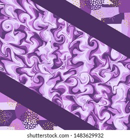 Modern background of marble shapes and texture-vector illustration. Bright purple cover on notebook banner website.