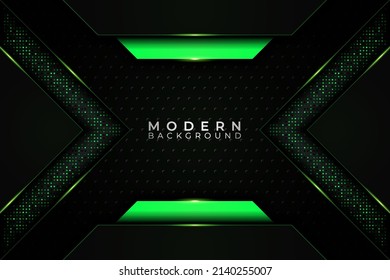 Modern Background Metallic Elegant Arrow with Shiny Green Line