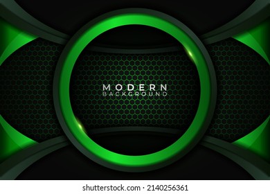 Modern Background Metallic Elegant Circle with Shiny Green Pattern