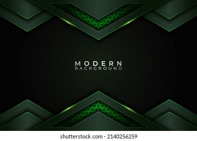 Modern Background Metallic Elegant Overlapped Layer with Shiny Green Pattern