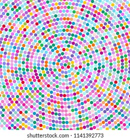 Modern background of multicolored dots on white
