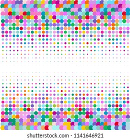 Modern background of multicolored dots on white