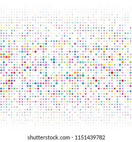 Modern background of multicolored dots on white