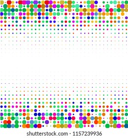 Modern background of multicolored dots on white