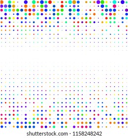 Modern background of multicolored dots on white