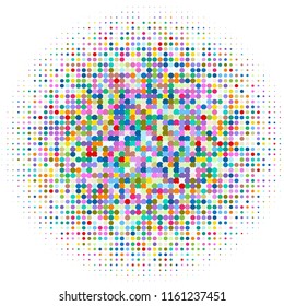 Modern background of multicolored dots on white
