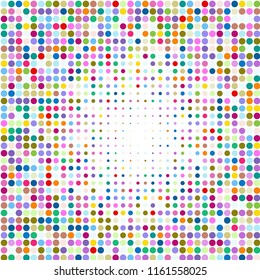 Modern background of multicolored dots on white