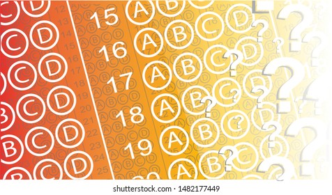 Modern background for multiple choice answer paper.