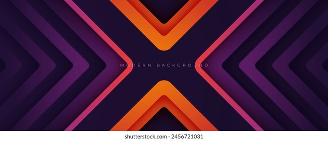 Vector de diseño decorativo de forma de flecha naranja y púrpura de fondo moderno