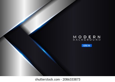 Modern Background Overlapped Diagonal Metallic Glossy Silver Glowing Blue