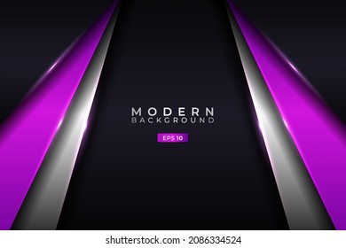 Modern Background Overlapped Diagonal Metallic Glossy Silver Glowing Purple