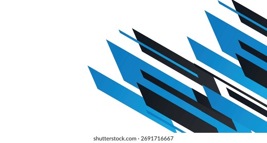 Fondo moderno con Formas geométricas abstractas superpuestas en azul y negro. Tecnología y fondo de temática deportiva. Concepto futurista para portadas, Anuncios, folletos, certificados y tarjetas.