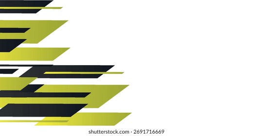 Fondo moderno con Formas geométricas abstractas superpuestas en amarillo y negro. Tecnología y fondo de temática deportiva. Concepto futurista para portadas, Anuncios, folletos, certificados y tarjetas.