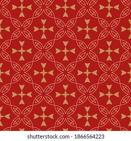 Modern background pattern. Colors: red and gold. Elegant geometric ornament for decoration. Pattern for wallpaper design, seamless pattern, postcards. Vector.