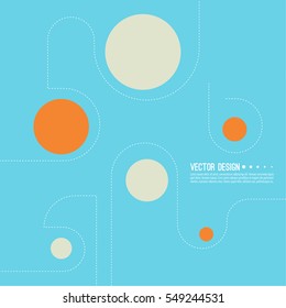 Modern background pattern design with composition of rounded objects and dot lines.  Vector illustration.