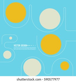 Modern background pattern design with composition of rounded objects and dot lines. 