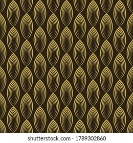 Modern background pattern. Golden seamless pattern on a black background: for fabric, tile, interior design or wallpaper. Vector image