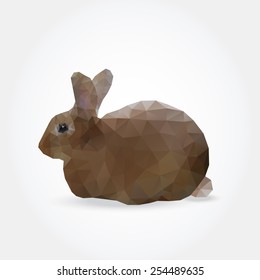Modern background with polygonal silhouette of rabbit, hare, low poly design, vector illustration