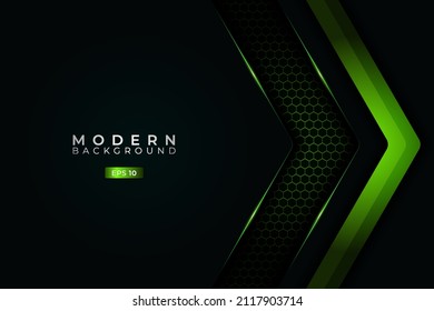 Moderna flecha verde abstracta de fondo premium con brillo