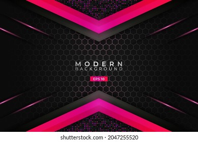 Fondo moderno Premium Superpuesto Tecnología Hexagón 3D Gradiente brillante Metálico rosa con brillo