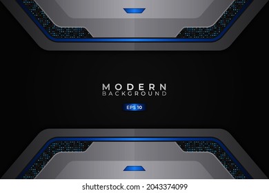Modern Background Realistic 3D Futuristic Technology Blue with Silver Metallic