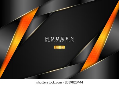 Modern Background Realistic 3D Overlapped Diagonal Metallic Glossy Orange and Silver