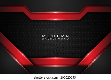 Modern Background Realistic Glossy Metallic Overlapped Red and Dark