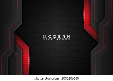 Modern Background Realistic Glossy Metallic Technology Red and Dark