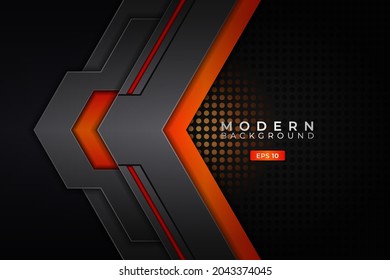 Modern Background Realistic Overlapped Arrow Elegant Metallic Glossy Orange