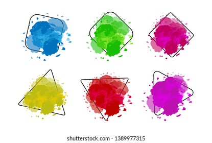 Modern background set with sparkling imitation watercolor. white background color. Unique vector