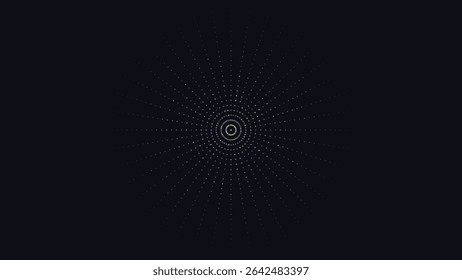 Fundo moderno com um padrão radial suave de pontos coloridos em uma base escura profunda. Ideal para projetos digitais criativos, temas tecnológicos ou cenários de IU.