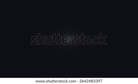 Modern background with a smooth radial pattern of colourful dots on a deep dark base. Ideal for creative digital projects, tech themes, or UI backdrops.