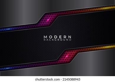Modern Background Technology Dark Elegant with Shiny Line Colorful Effect