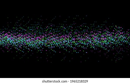 Modern background with technology and galaxy theme. With a pattern of green, blue and purple dots across the dark background. Abstract background, for presentations, business cards, covers.