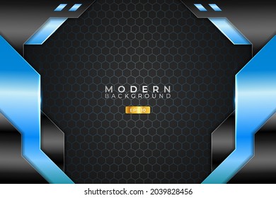 Modern Background Technology Realistic 3D Metallic Glossy Light Blue and Black