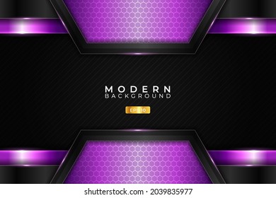 Moderne Hintergrundtechnologie - realistisches Glossy Hexagonal Metallic Purple und Dunkel