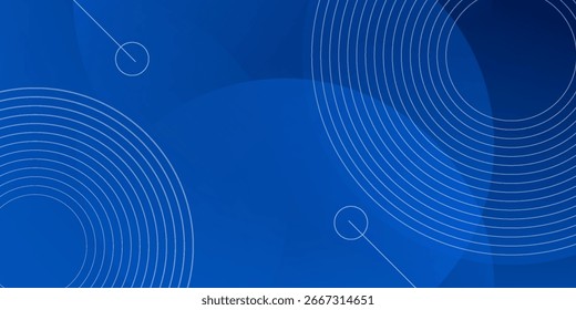 fundo azul dominado por círculos. As cores evocam uma sensação de vibração, particularmente com tons como azul elétrico e azul majorelle. 
