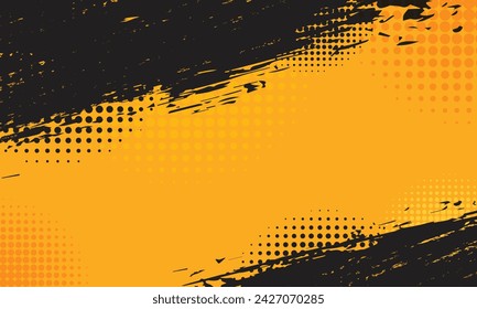 Modern background textured black yellow grunge brush strokes