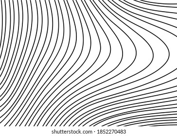 Fondo moderno con líneas negras curvadas finas sobre un fondo blanco. Ilustración del vector